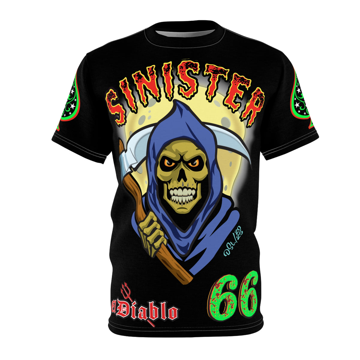 Sinister Choppers Reaper Super Tee - Gothic Graphic T-Shirt for Motorcycle Riders