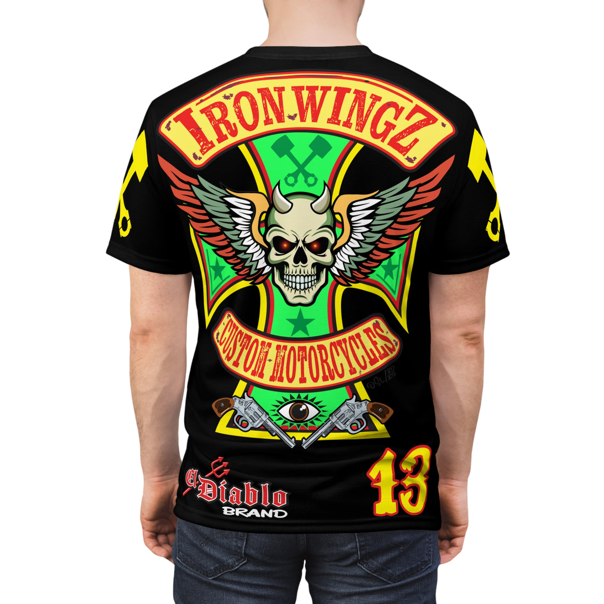 Iron Wingz Garage HiViz Super Tee, Unisex Graphic T-Shirt, Rockabilly Style Shirt,  Perfect Gift for Bikers