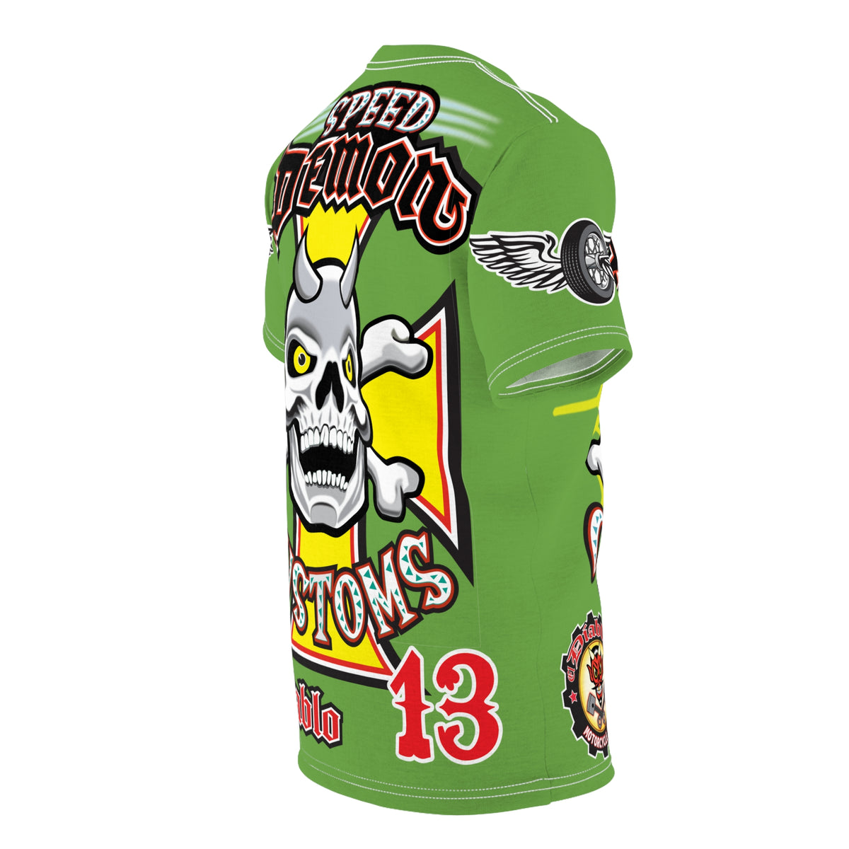 Speed Demon Customs Spectacular HiViz Super Tee - Devilishly Demented Bold Biker Design