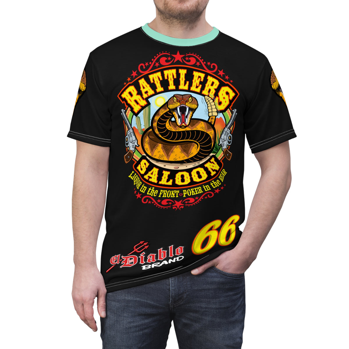 Rattlers Saloon SUPER RIDING TEE — Vintage Biker Route 66 Graphic t-Shirt