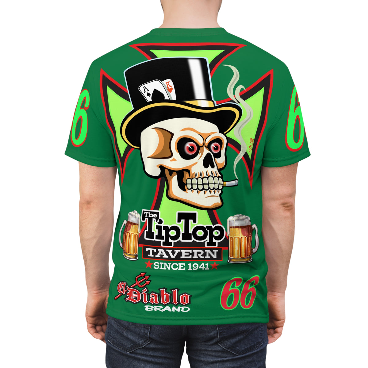 Tip Top Tavern Dive Bar Super Tee - Special Edition Mean Green + XL Graphics - America's Best Dive Bar - Bikes Beers Babes & Bros. - Biker Bar Tee