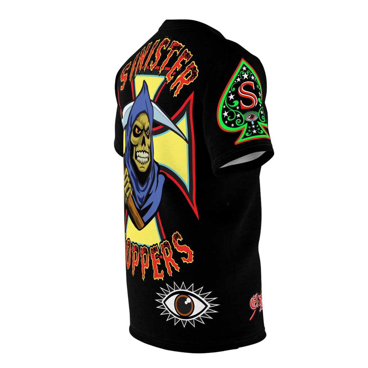SRT Sinister Choppers Reaper Super Tee - Gothic Graphic T-Shirt for Motorcycle Riders
