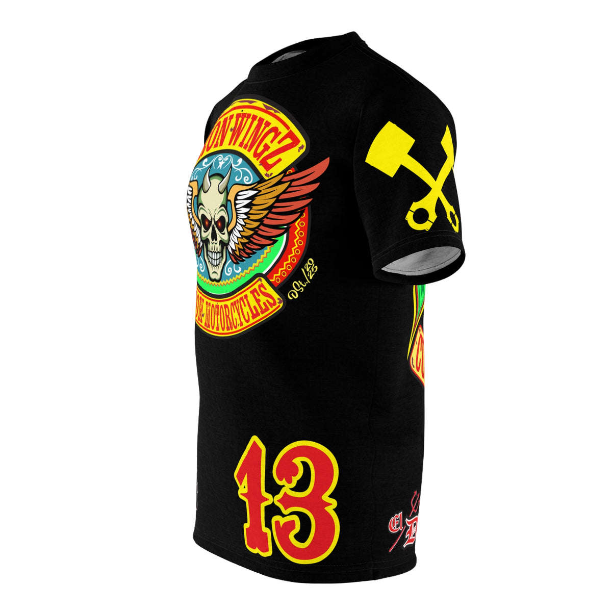 Iron WingZ Customs HIviz Graphic Super Tee, Edgy Streetwear, Customized Apparel, Gift for Bikers