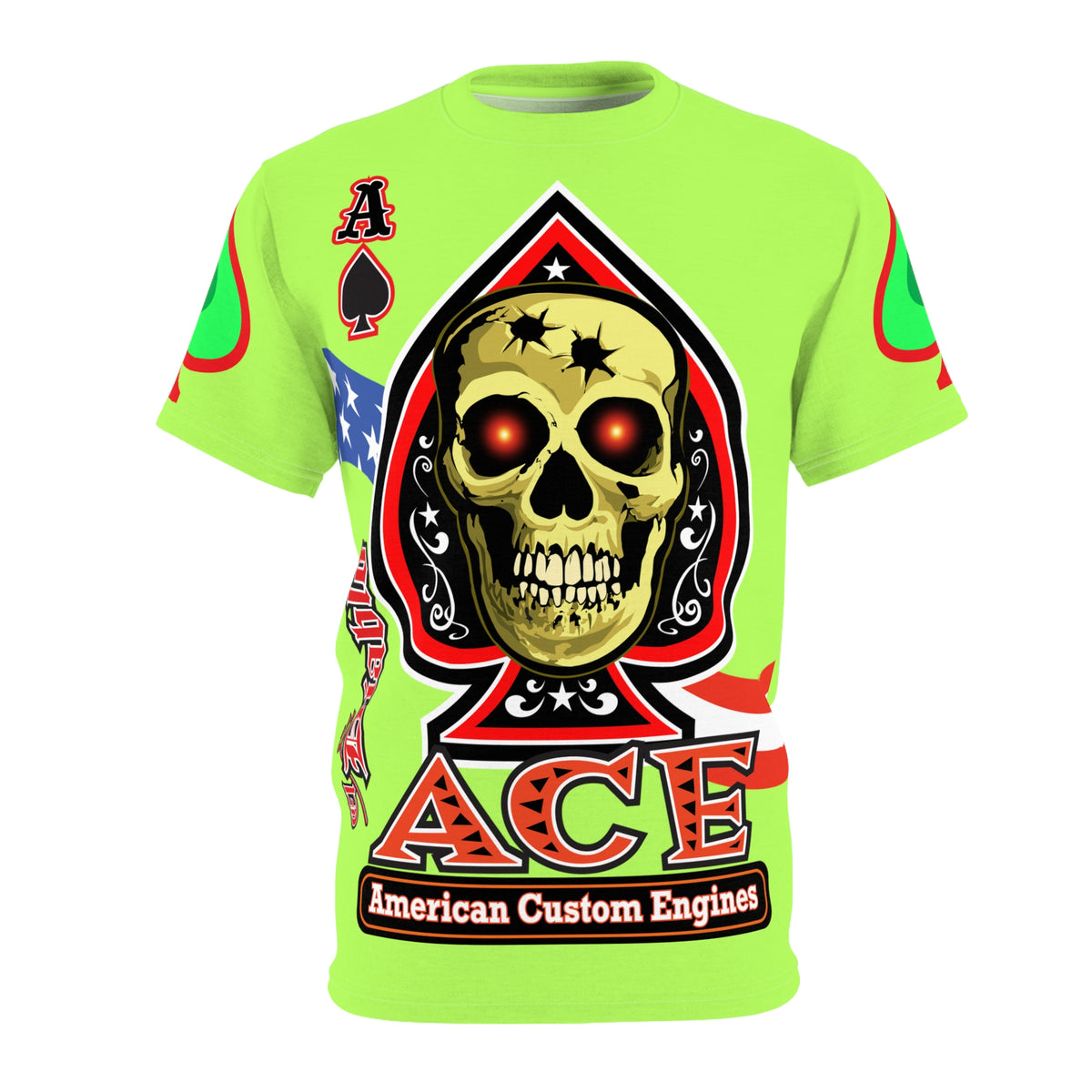 American Custom Engines ACE - Very Special Lumina Green  Ace of Spades Death Card High visibility Graphics