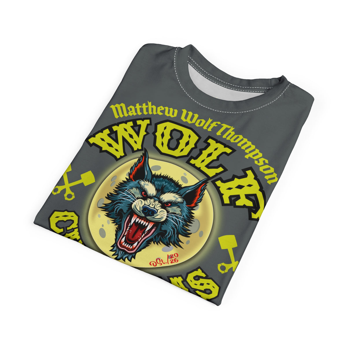 SRT MWT Wolf Customs 13 HiViZ Lumina Graphics -- Super Riding Tee — Retro Motorcycle Club Shirt, The Best Biker Riding Tee EVER !!!