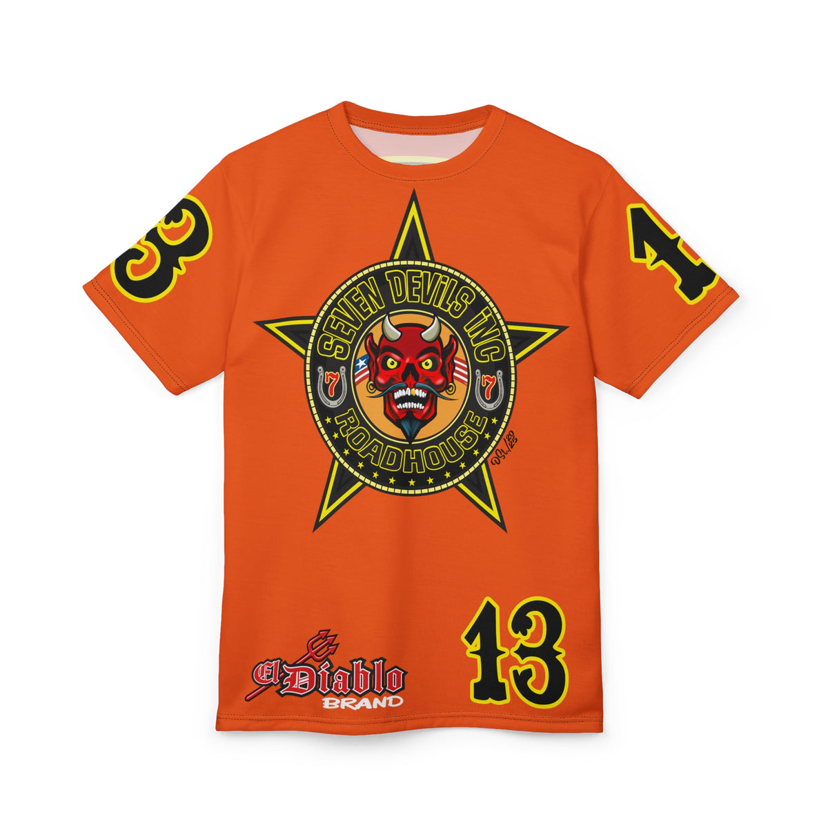 Seven Devils Inc. Roadhouse Black on Black Super Tee — Extreme Edgy Graphics - Bad Attitude Custom Biker Riding Gear