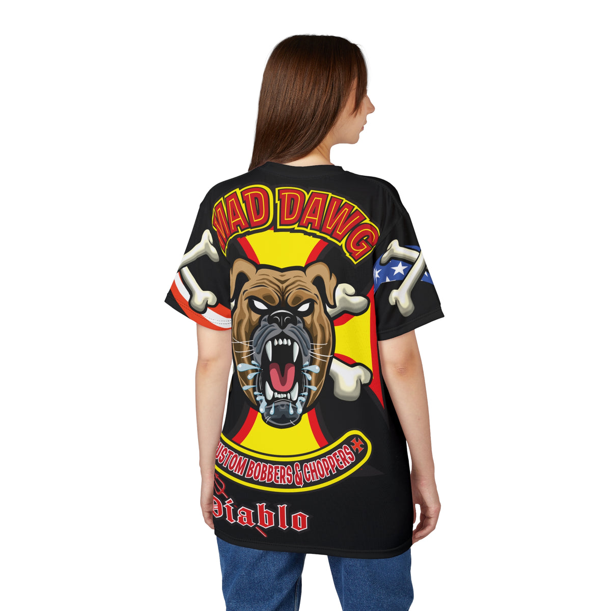 Mad Dawg Customs Americana, Edgy Motorcycle Apparel, HiViz Custom Riding TEE, Rebel Fashion, Biker Style