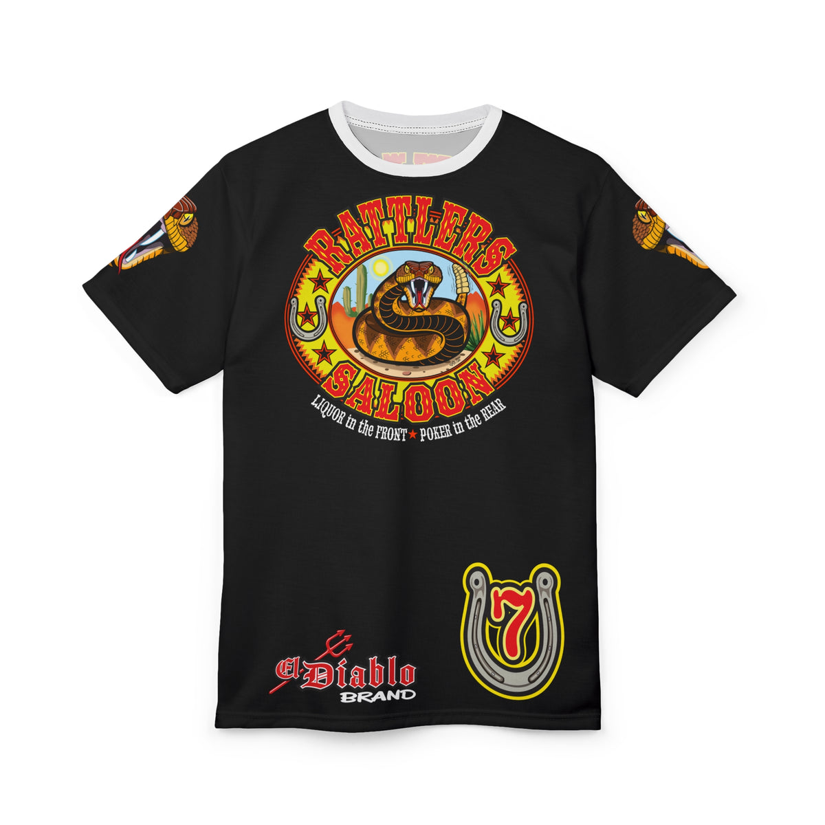SRT Rattlers Saloon  BADAZZ BLACK SUPER RIDING TEE — Vintage Biker 66 Graphic Shirt