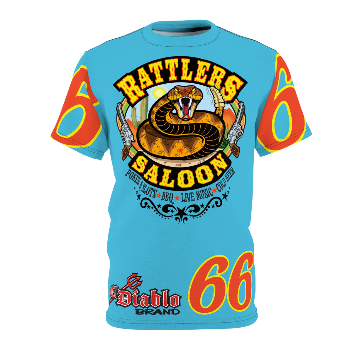 Rattlers Saloon ROUTE 66 SUPER TEE — Vintage Biker 66 Graphic Shirt