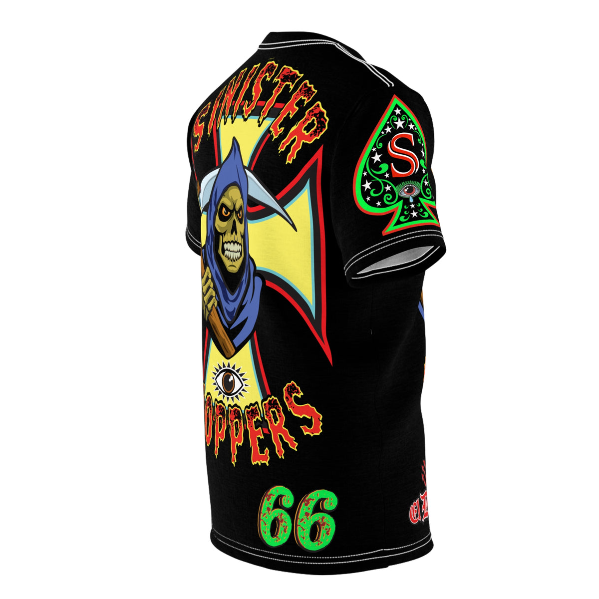 Sinister Choppers Reaper Super Tee - Gothic Graphic T-Shirt for Motorcycle Riders