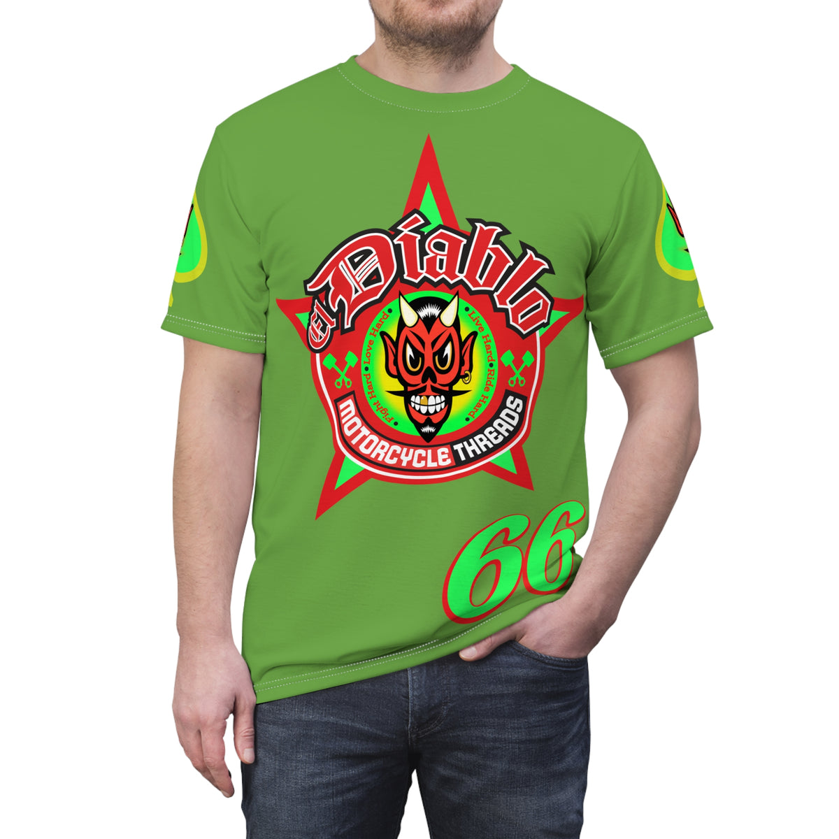 El Diablo Motorcycle Threads - HiViz Color - Edgy Super Tee for Biker Enthusiasts