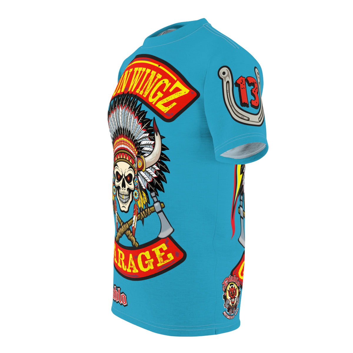 Iron Wingz Garage HiViZ Motorcycle Rider Super Tee_ X large HiViz Back Graphic - (Limited Edition)