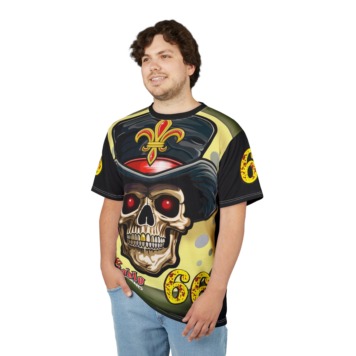 Voodoo Custom Motorcycles Black Magic XL HiViz Graphics Tee, Edgy Graphic Biker Shirt