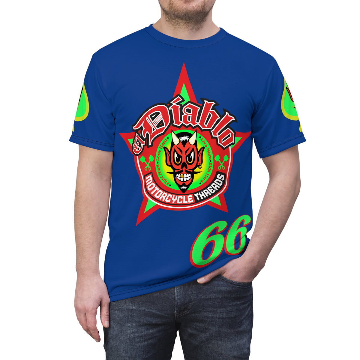 El Diablo Motorcycle Threads - Unisex Cut & Sew Tee - HiViz Color - Edgy Graphic Tee for Bikers