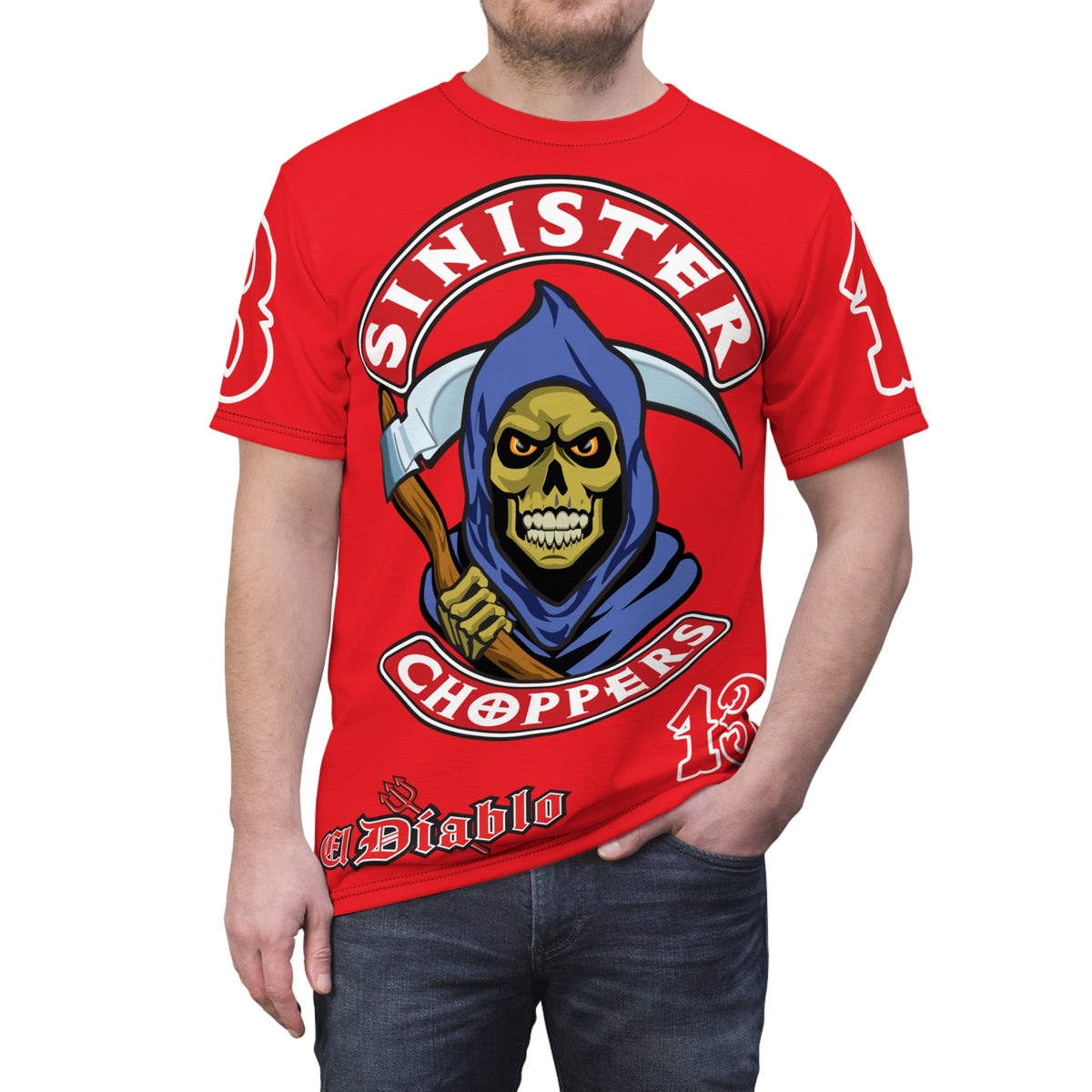 Sinister Choppers Grimm Reaper HiViz Super Tee - Unisex Skull Design for Bikers