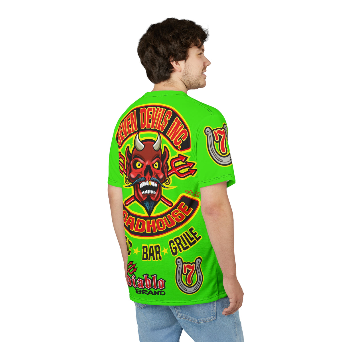 Very Special Seven Devils Inc. Roadhouse HiViZ Lumina Graphic Tee -  Motorcycle Custom Riding Super Tee