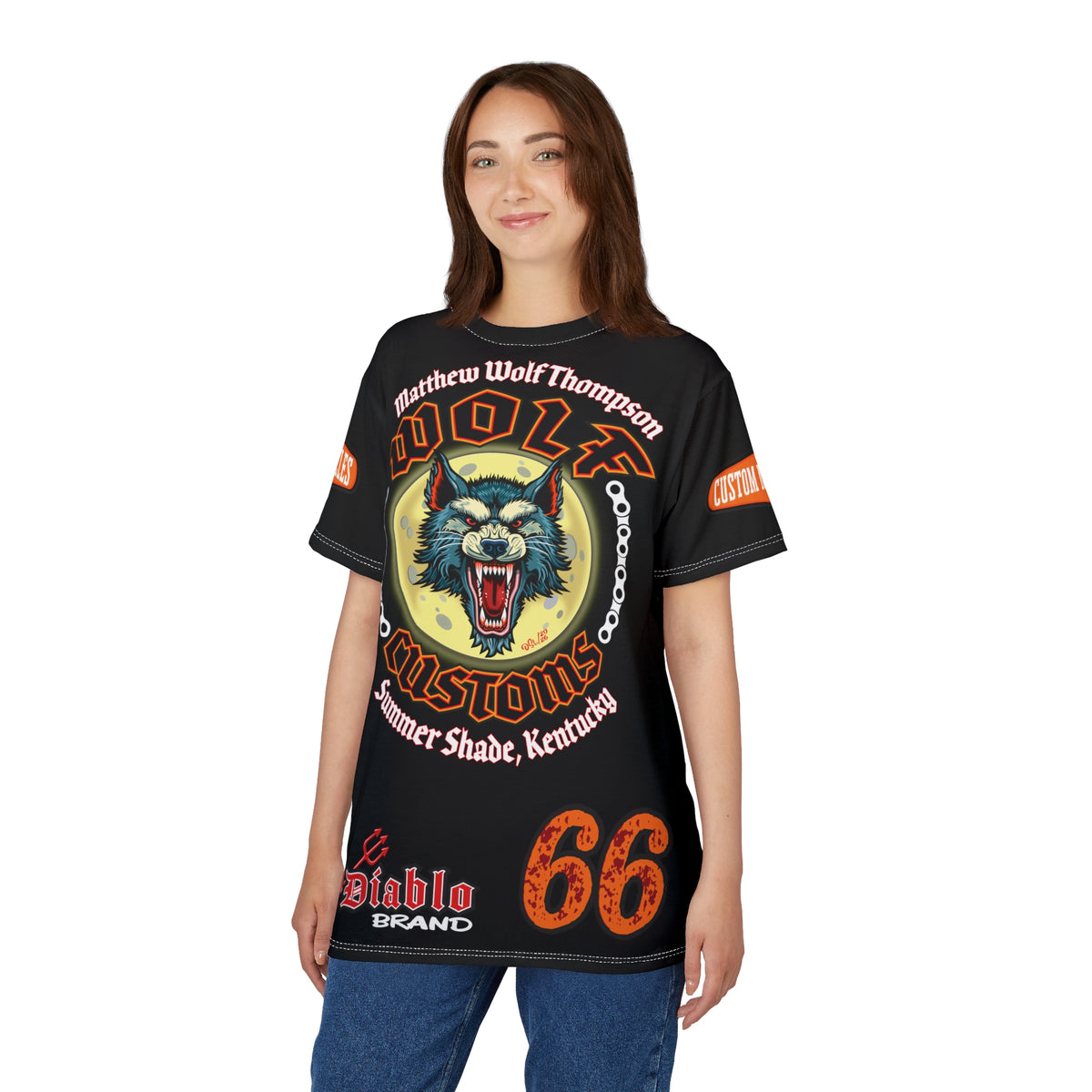 MWT Wolf Custom Motorcycles Super Tee — Viciously Cool High Performance Motorcycle Riding Shirt