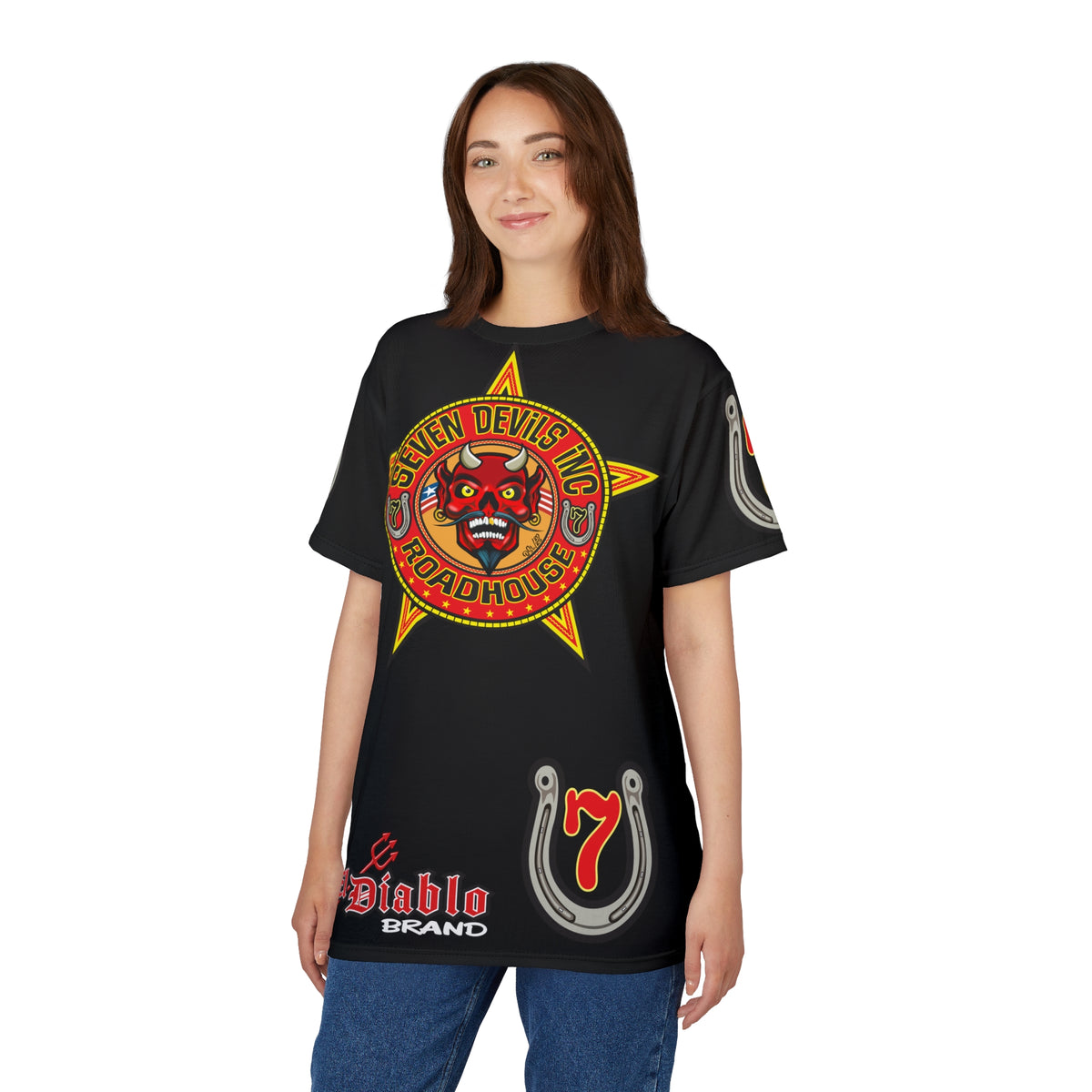 Seven Devils Road House (LIMITED EDITION) Custom Super Riding Tee - Retro Devil Style Graphic Style