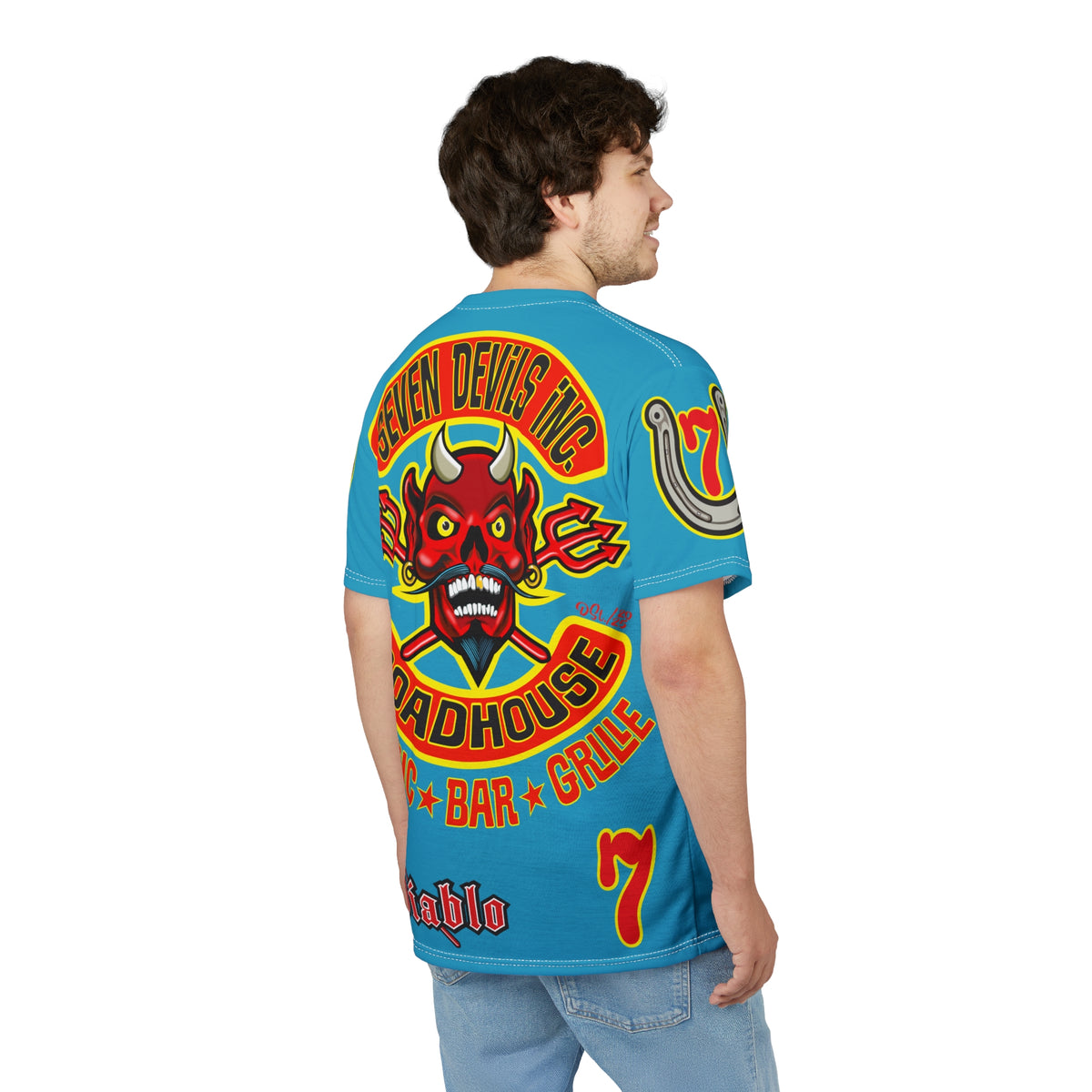 Seven Devils Inc. Roadhouse  Graphic Tee - Custom Motorcycle Riding Super Tee, Edgy Streetwear Perfect Fit & Comfort Biker Wear