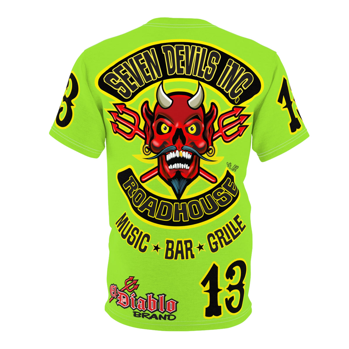 Very Special Seven Devils Inc. Roadhouse HiViZ Super Tee — Extreme Edgy Graphics - Bad Attitude Custom Biker Riding Gear
