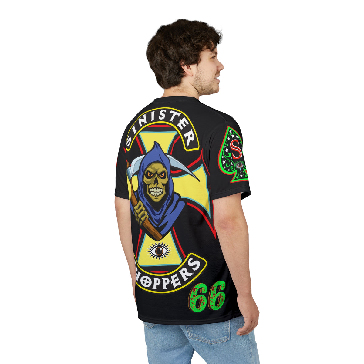 SRT Sinister Choppers Reaper Custom Super Tee - Gothic Graphic T-Shirt for Hardcore Motorcycle Riders