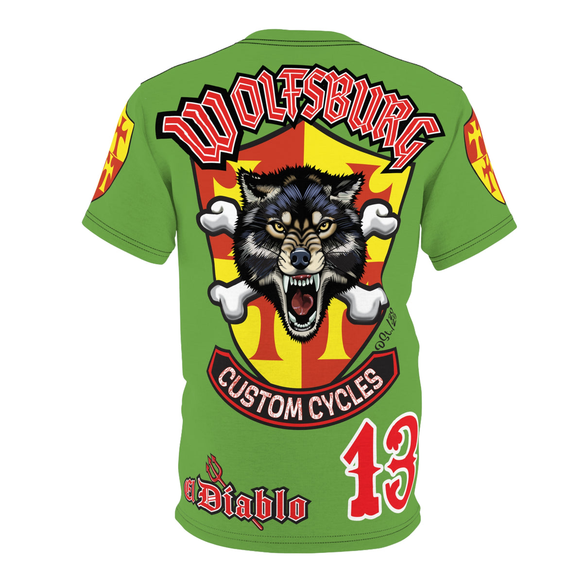 Wolfsburg Custom Cycles HiViz Graphic Super Tee for Bikers