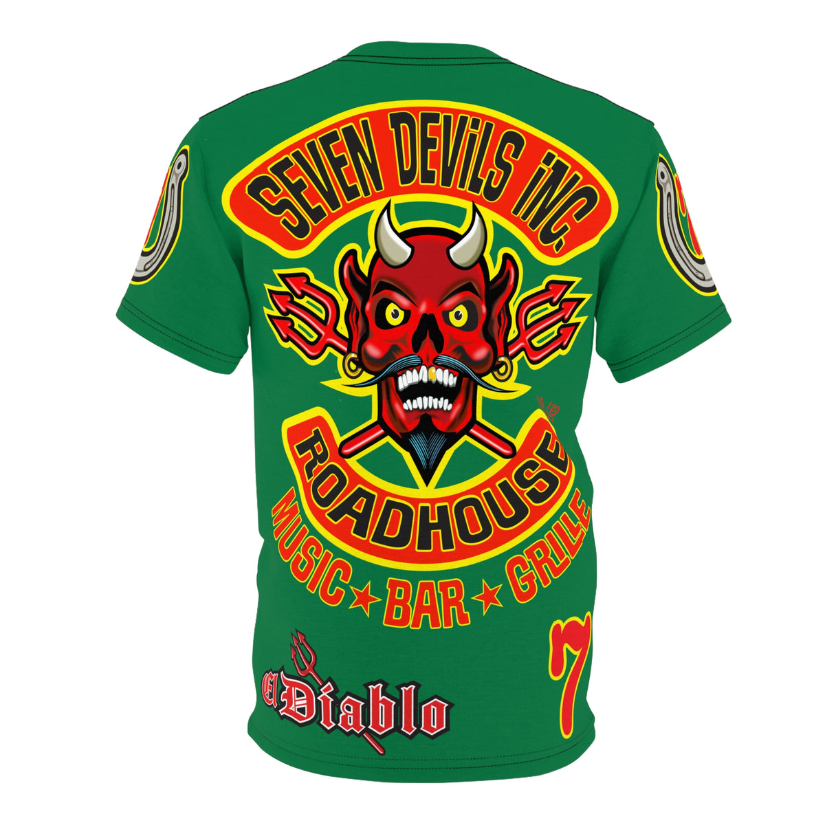 Seven Devils Inc. Roadhouse  Graphic Tee - Custom Motorcycle Riding Super Tee, Edgy Streetwear Perfect Fit & Comfort Biker Wear