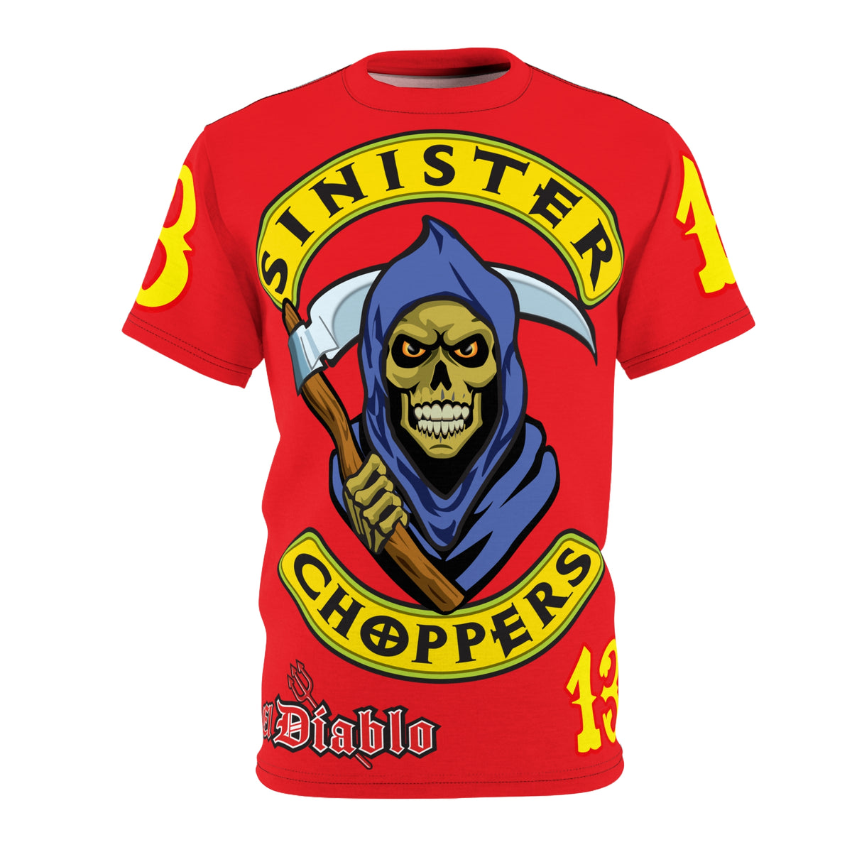 Sinister Choppers Reaper HiViz Super Tee - Unisex Skull Design for Bikers