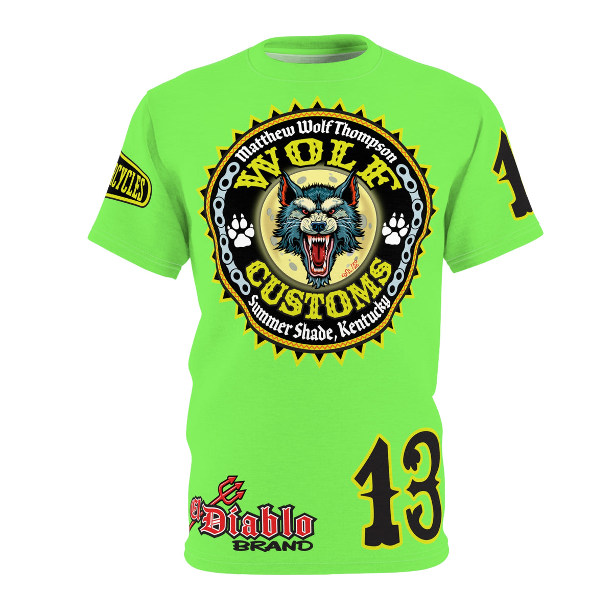 Very Special MWT Wolf Customs HiViZ Graphic Super Tee — Retro Motorcycle Club Shirt, The Best Biker Riding Tee EVER !!!