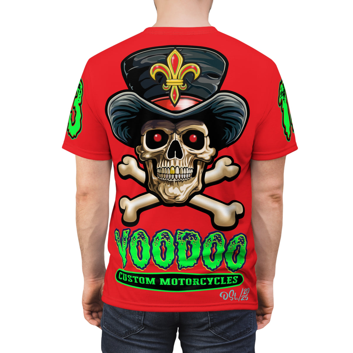 Voodoo Lucky 13 Red Rider HiViz Super Tee, XLGraphics , Custom Riding Apparel