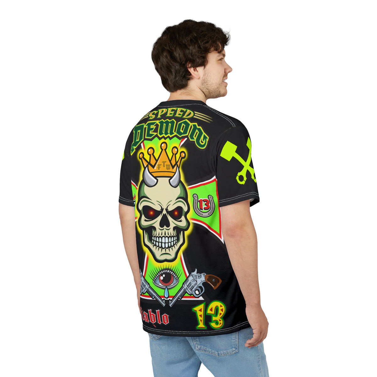 Speed Demon Hellfire HiViz Super Tee - THE Perfect Motorcycle Riding Tee - High Comfort & Perfect Fit Super Tee