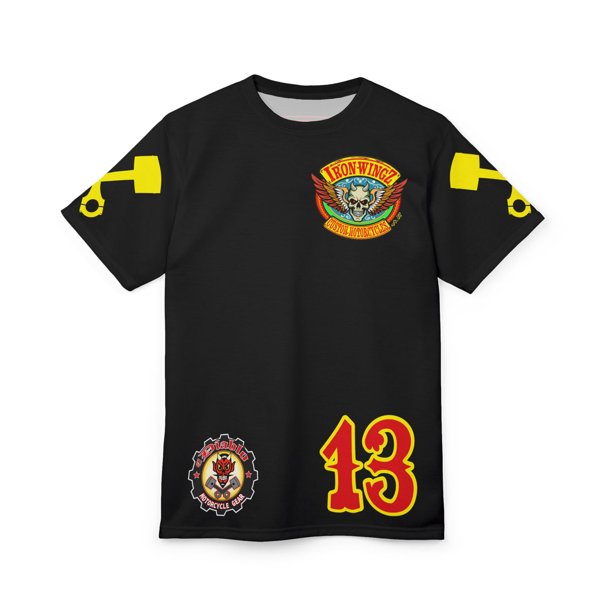 SRT Iron WingZ Custom Motorcycles Graphic Super Riding Tee, Edgy Streetwear, Customized Apparel, Gift for Bikers