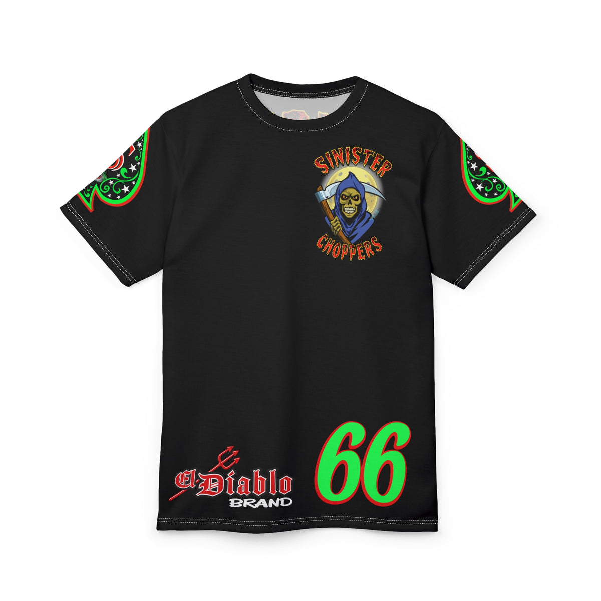 SRT Sinister Choppers Reaper Super Tee - Gothic Graphic T-Shirt for Motorcycle Riders