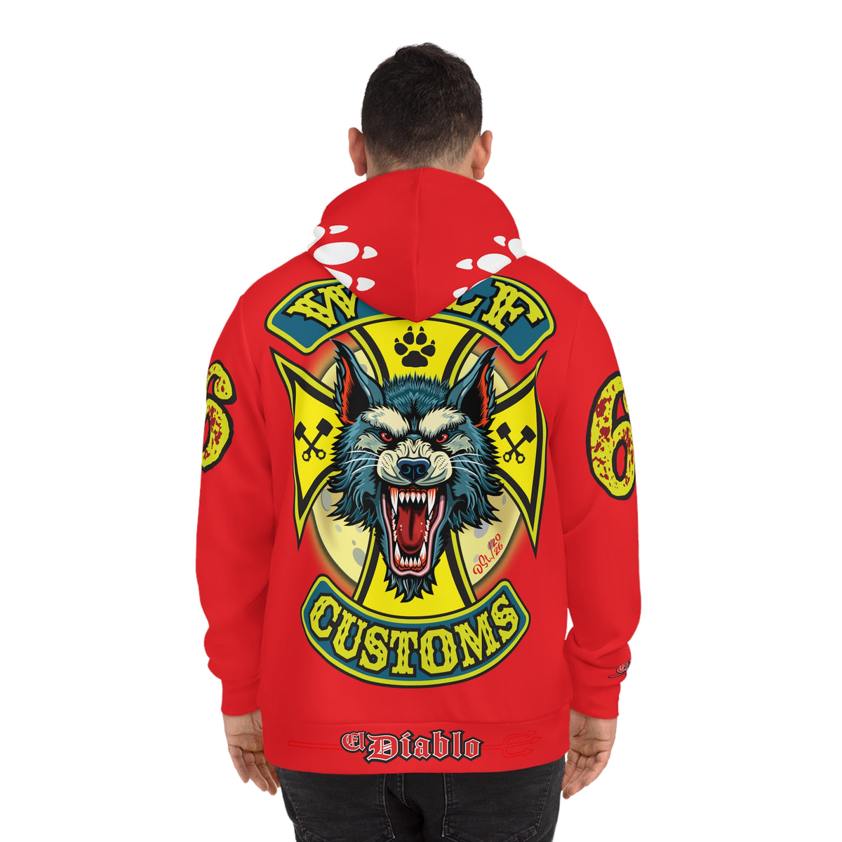 HoodZ Wolf Customs Motorcycle Hoodie — Vintage Biker Graphic Hooded Sweatshirt