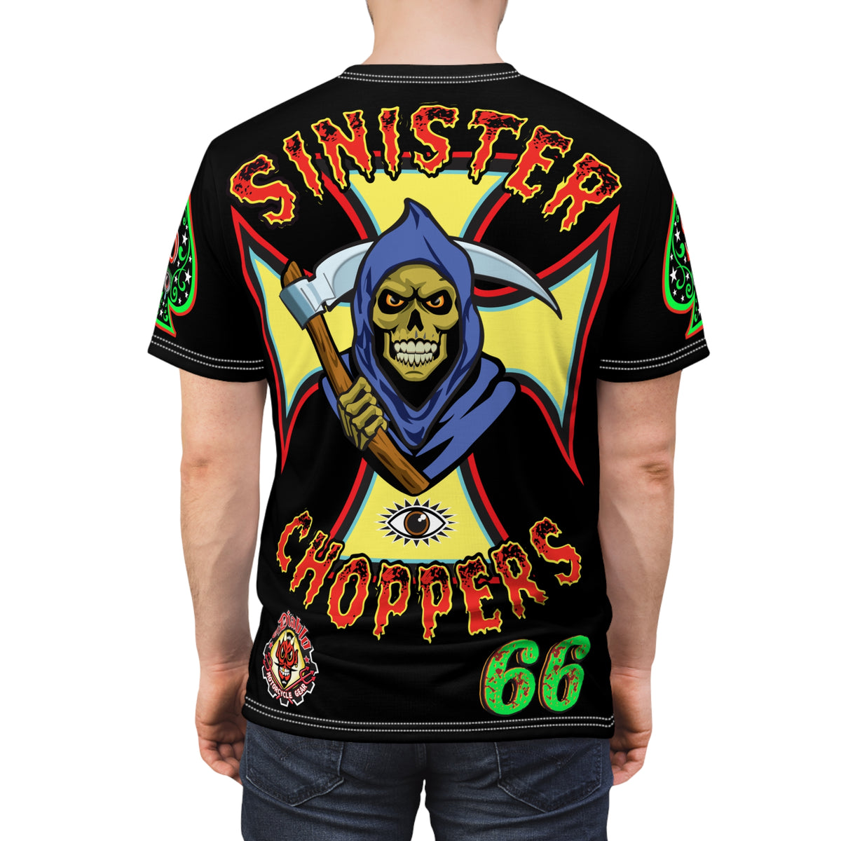 Sinister Choppers Reaper Super Tee - Gothic Graphic T-Shirt for Motorcycle Riders