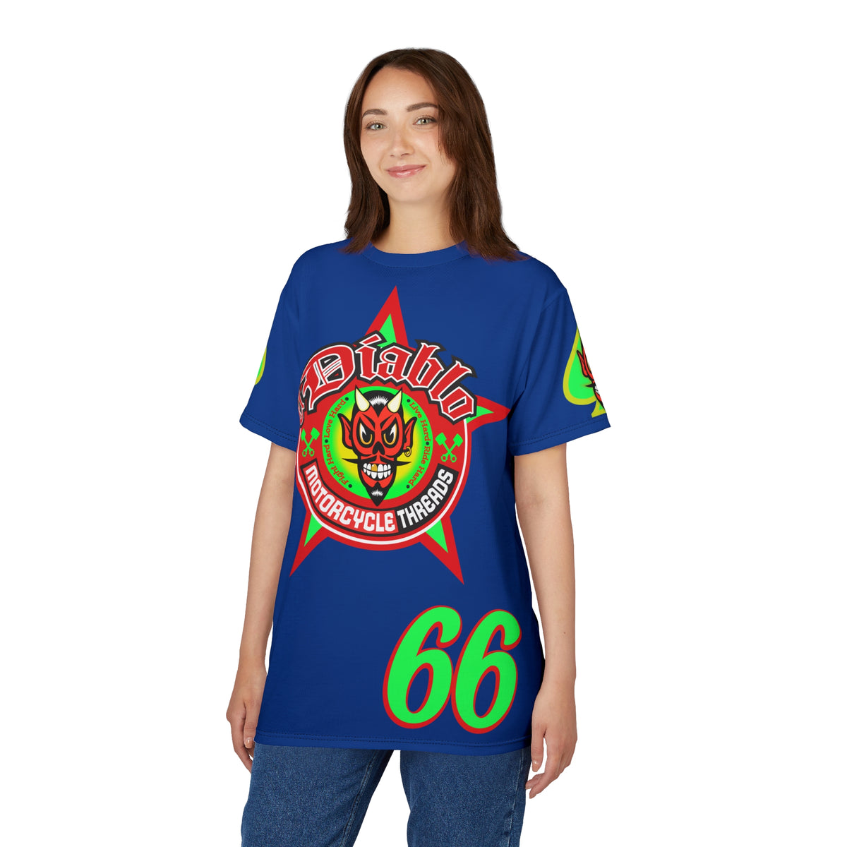 El Diablo Motorcycle Threads - Unisex Cut & Sew Tee - HiViz Color - Edgy Graphic Tee for Bikers