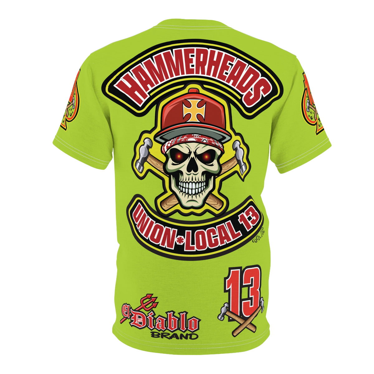 VERY Special Hammerheads Union Local 13 -  Custom HiViz Motorcycle Riding Tee Shirt _ Super Comfort and Fit