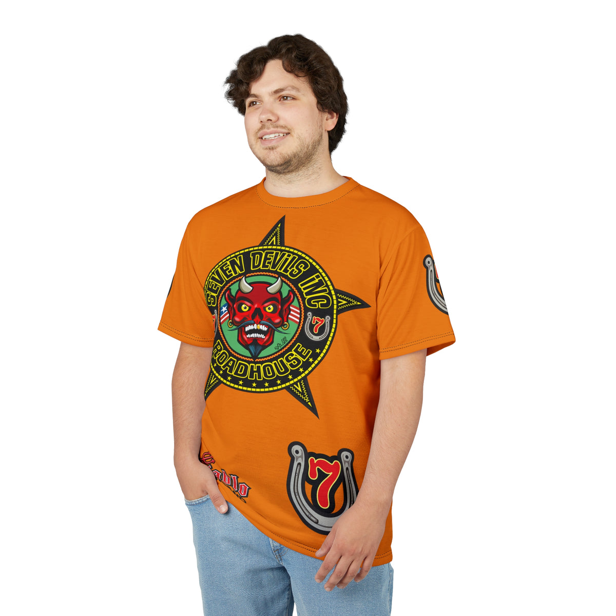 Seven Devils Road House (BLACK STAR HIVIZ LIMITED EDITION) Custom Super Riding Tee - Retro Devil Style Graphic Style