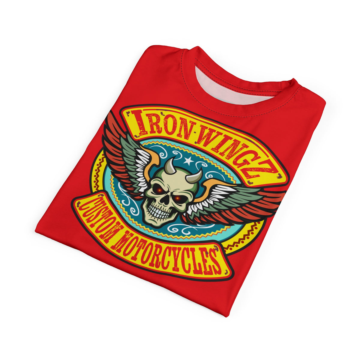 SRT Iron WingZ Custom Motorcycles Graphic Super Riding Tee, Edgy Streetwear, Customized Apparel, Gift for Bikers