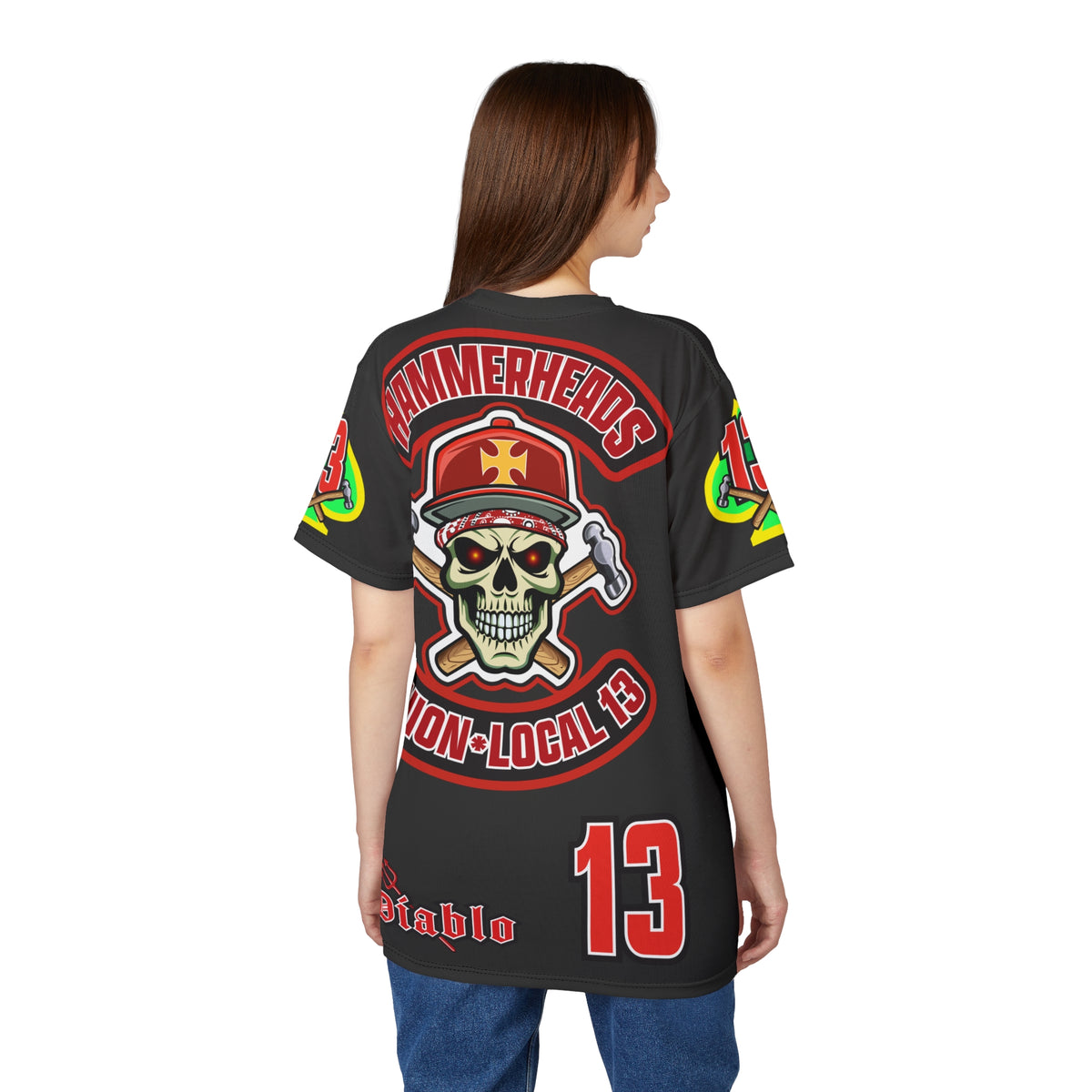 Very Special Hammerheads Union Local 13 - GIANT GRAPHICS !!!!!! - Custom  Motorcycle Riding Tee Shirt _ Super Comfort and Fit