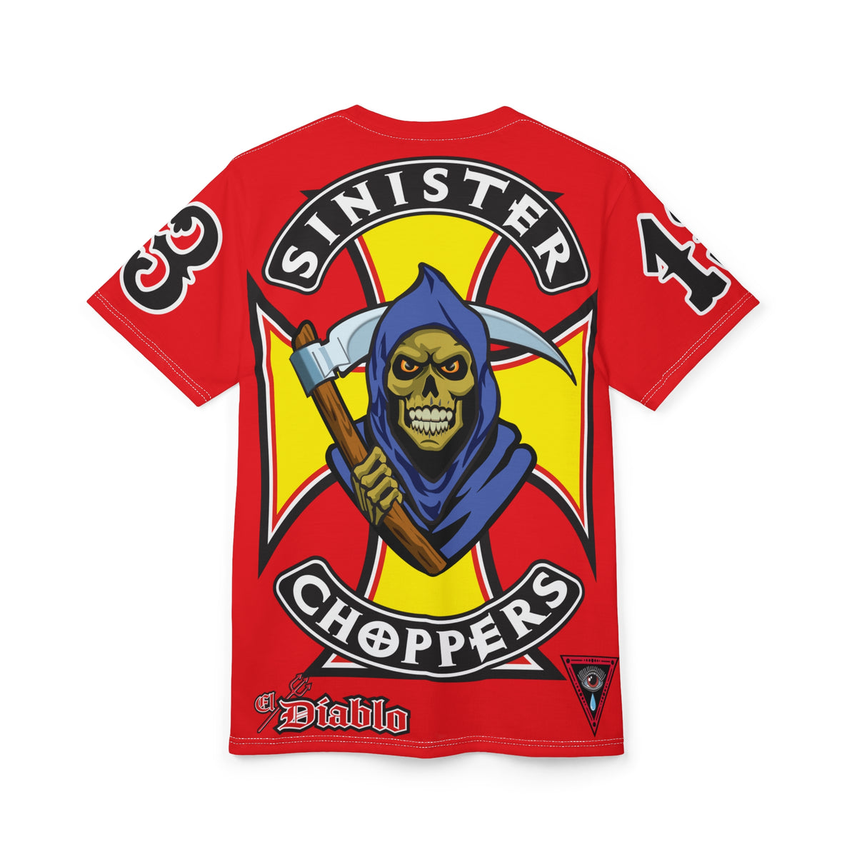 Sinister Choppers Reaper HiViz Super Tee - Unisex Skull Design for Bikers