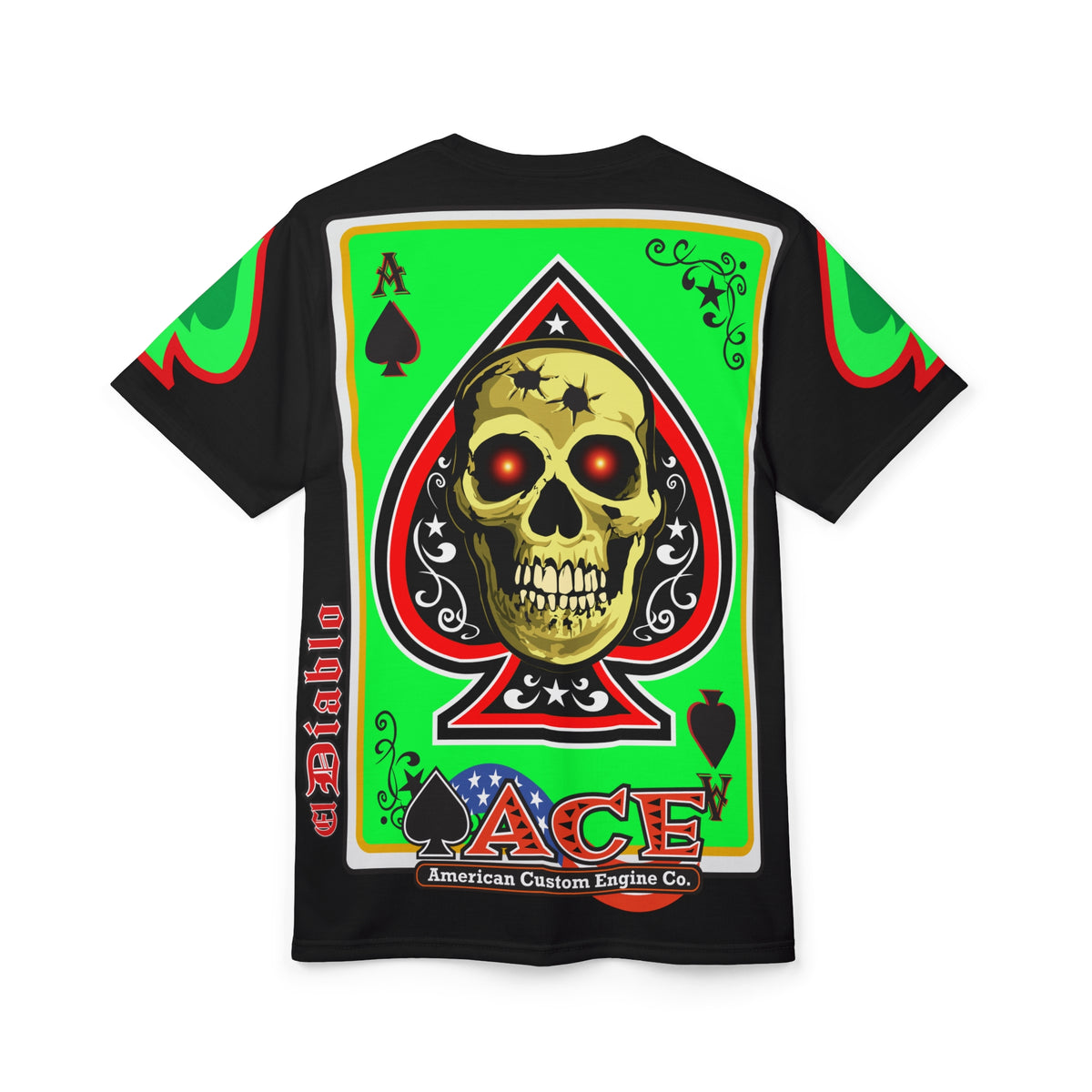 American Custom Engines ACE - Special Lumina Green  Ace of Spades Death Card High visibility Graphics