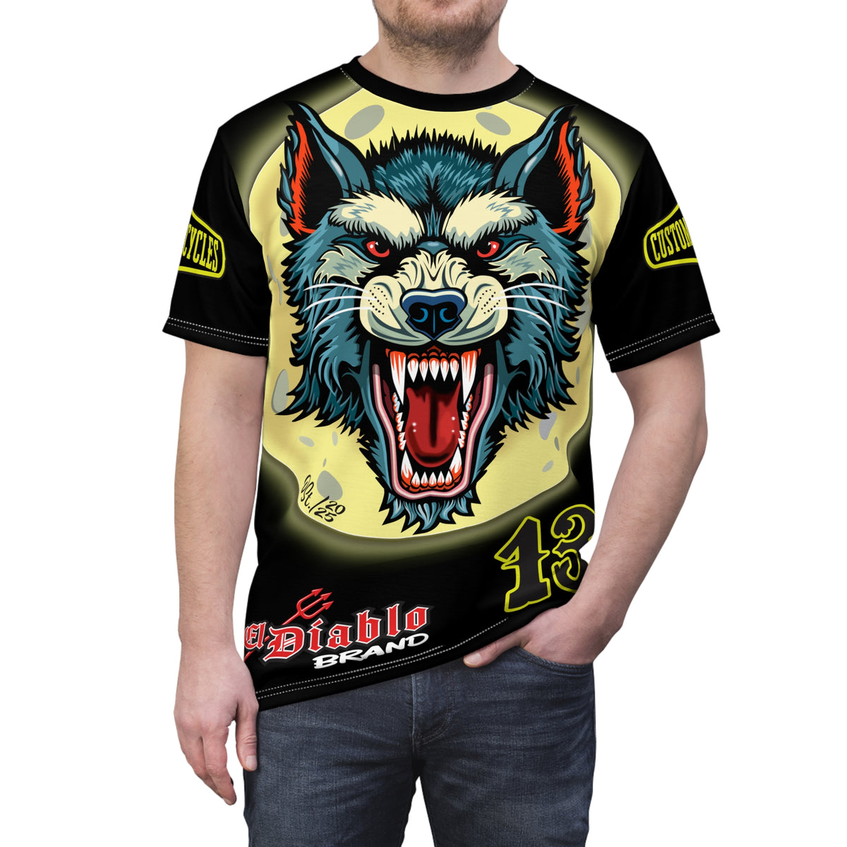 MWT Wolf Customs  INTIMIDATOR SPECIAL EDITIOM  13 Black & XLWOLF Graphics- Super Riding Tee — Retro Motorcycle Club Shirt, The Best Biker Riding Tee EVER !!!