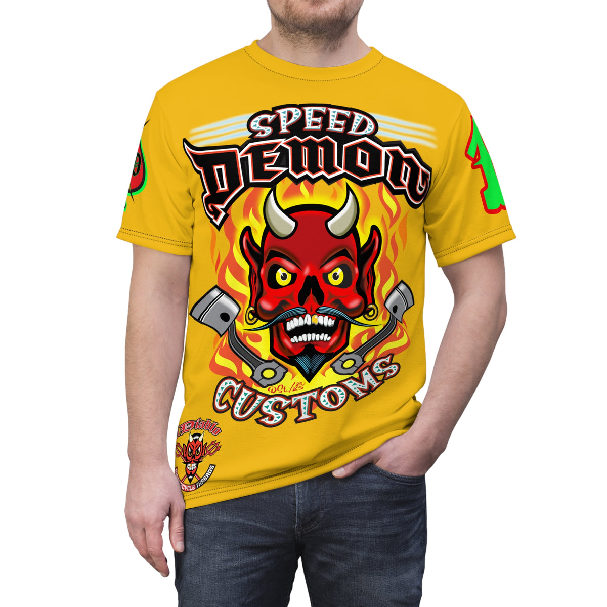 Speed Demon Custom HiViz Unisex Tee - Bold Graphic Harley Enthusiast Super T