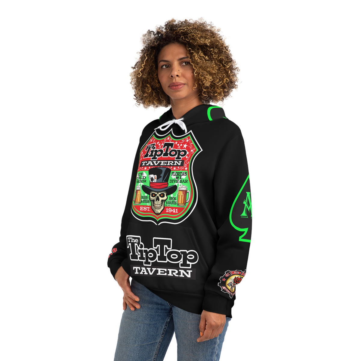 HoodZ Tip Top Tavern America's Best Dive Bar Super Hoodie - Ace of Spades Special Edition - High Visibility Lumina Green Accents
