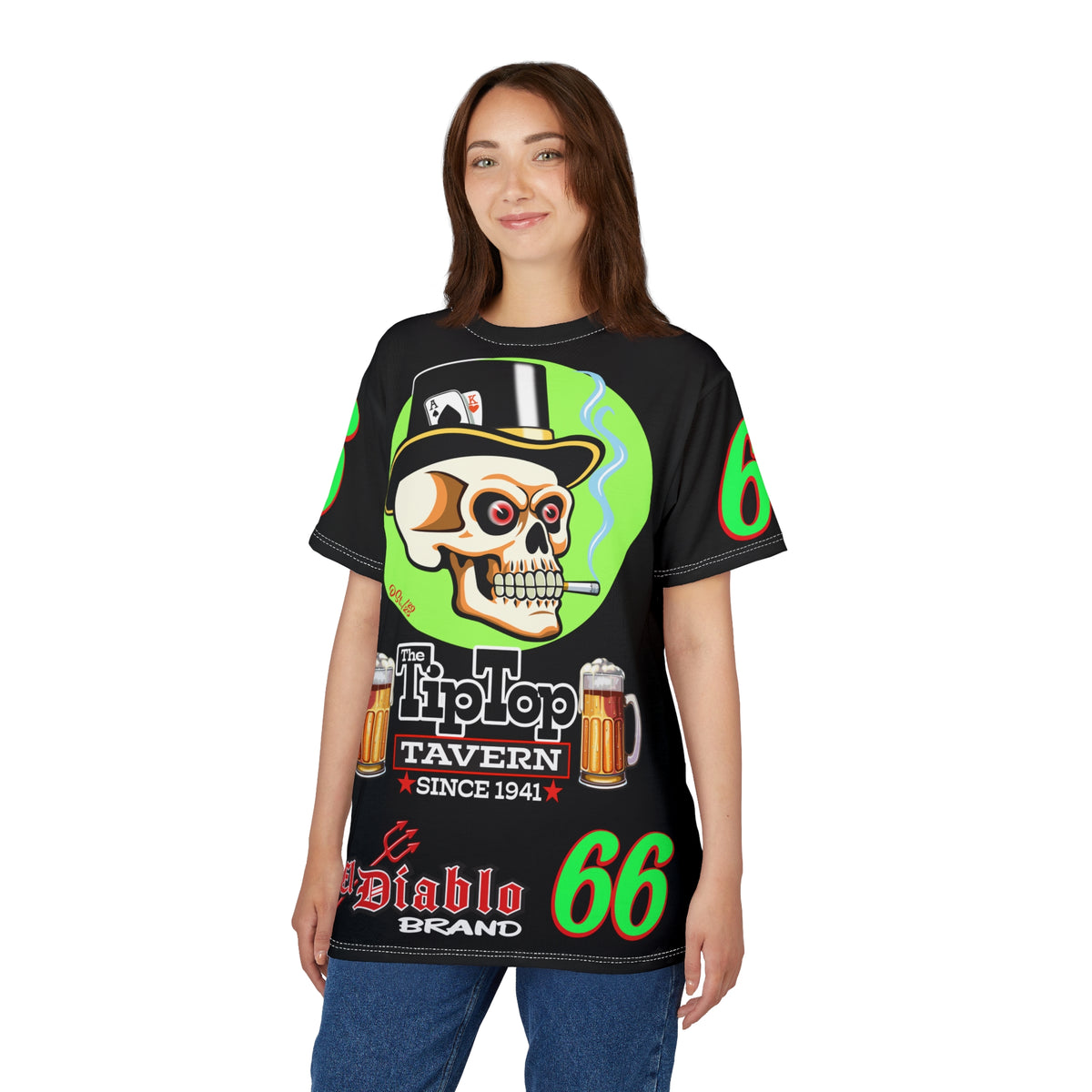Tip Top Tavern Dive Bar Super Tee - Special Edition Lumina Green XL Graphics - America's Best Dive Bar - Bikes Beers Babes & Bros. - Biker Bar Tee
