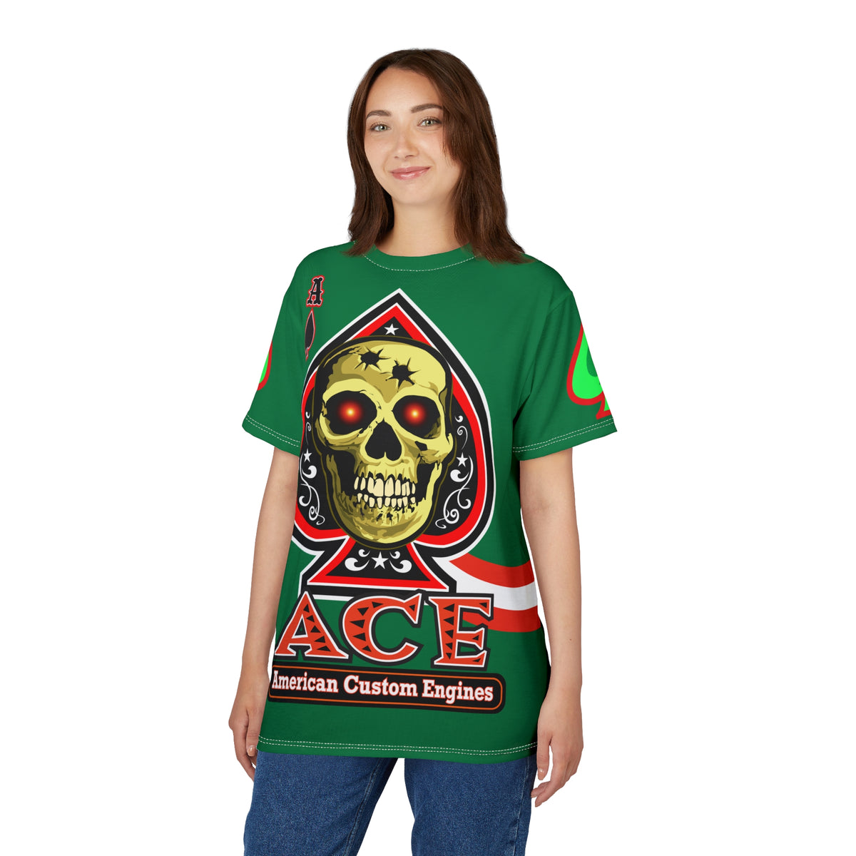 American Custom Engines ACE - Special Lumina Green  Ace of Spades Death Card High visibility Graphics