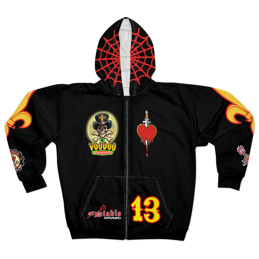 HoodZ VooDoo Customs Bad Moon Risin' Unisex Zip Hoodie - Rockin' Motorcycle Riders Gear - Super Comfortable Fit