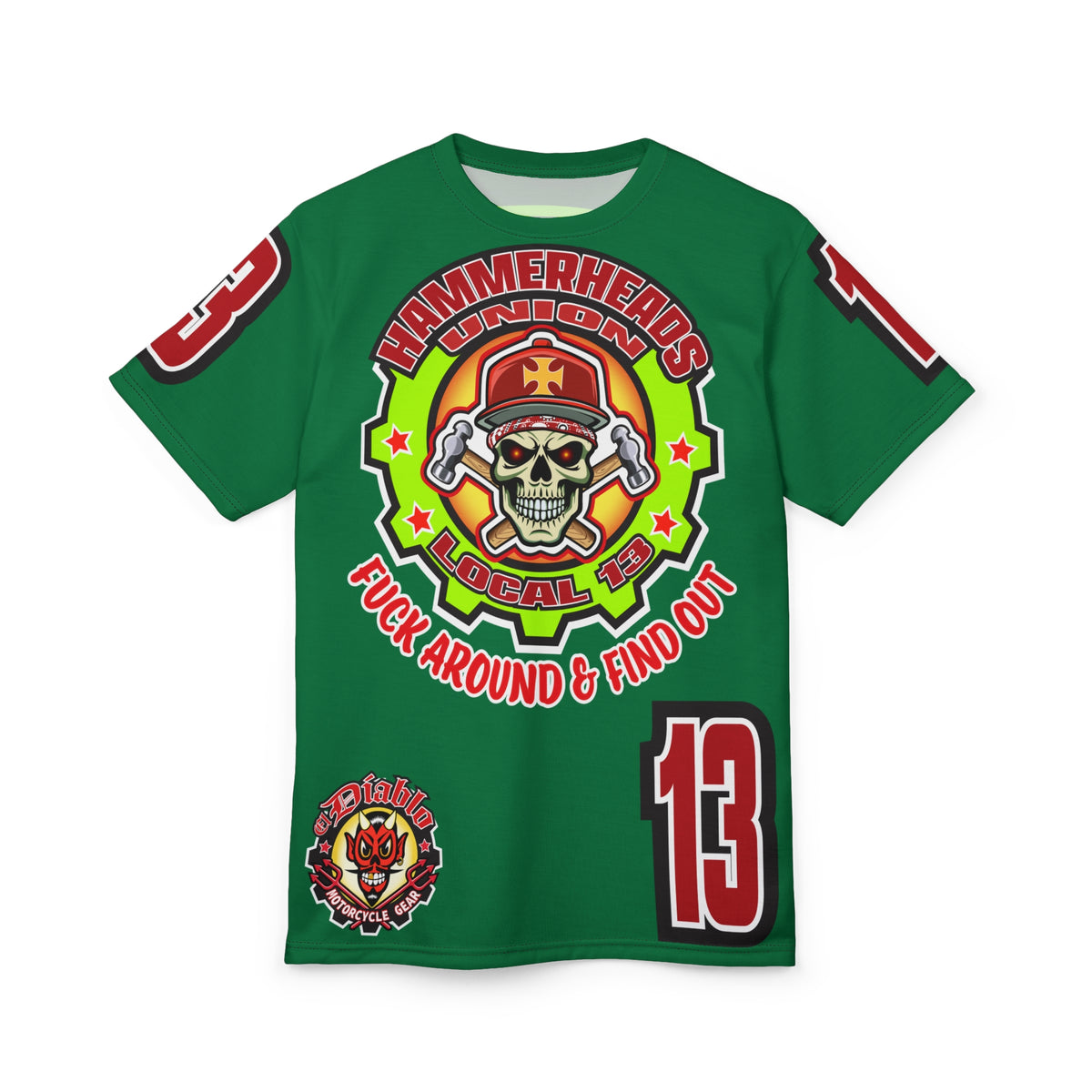 Hammerheads Union Local 13 (FAFO Version) HiViz Super Tee - Rough Tough Bad Attitude Motorcycle Riding Tee