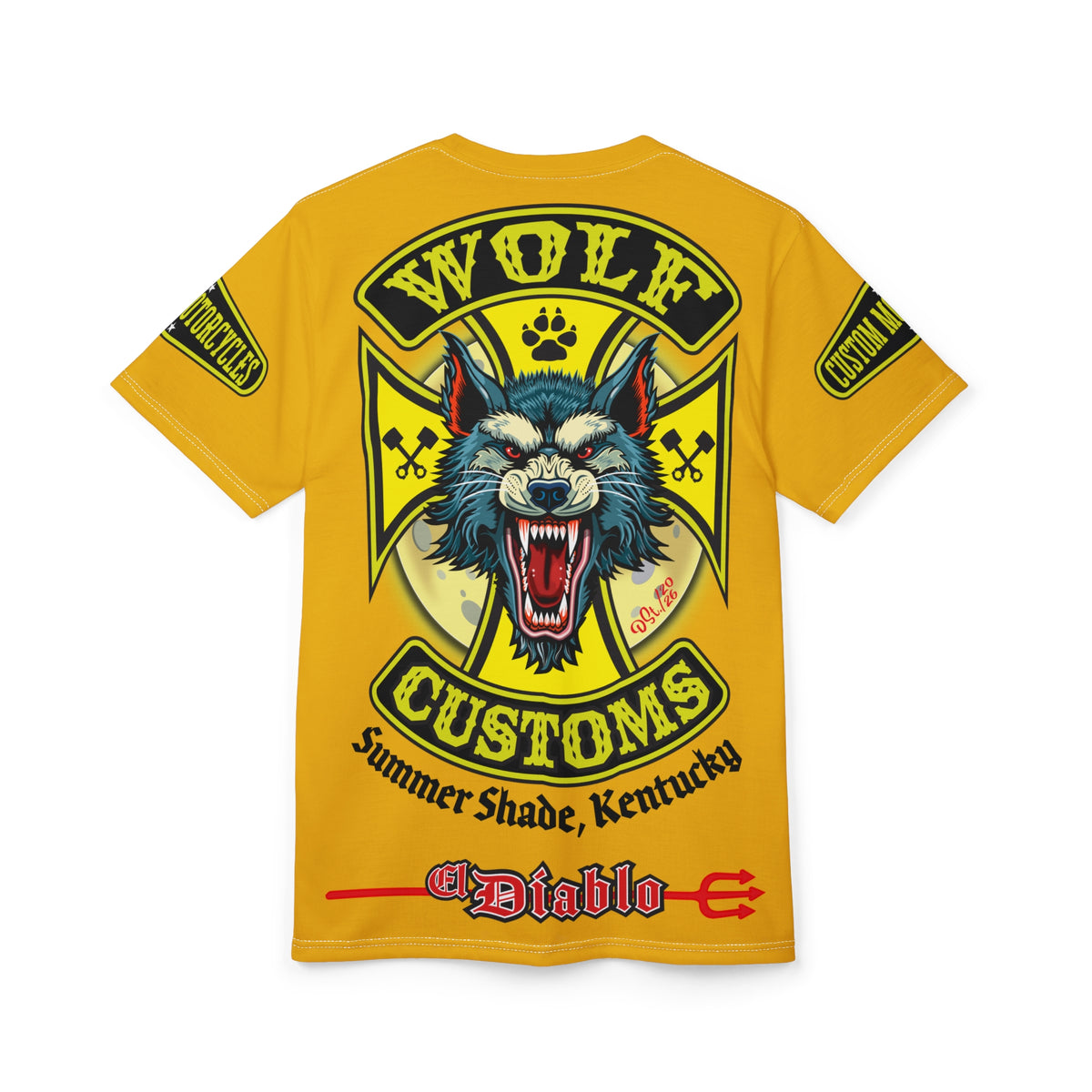 MWT Wolf Customs with XL HiViZ Graphics Super Tee —  The Best Biker Riding Tee EVER !!!